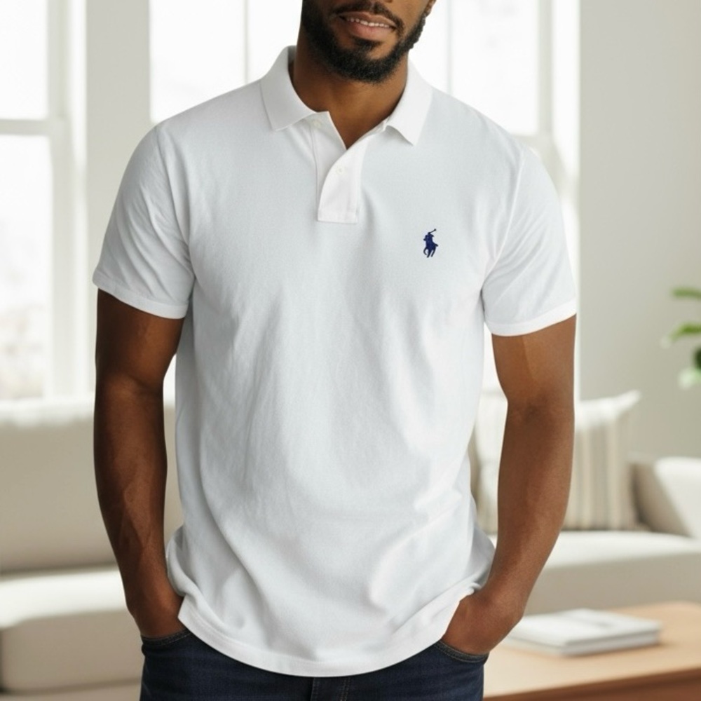 Polo by Ralph Lauren White Polo Shirt with Blue Logo - Picture 13 of 13